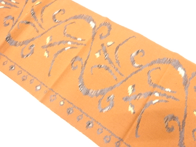 JAPANESE KIMONO / ANTIQUE NAGOYA OBI / WOVEN FLOWER ARABESQUE